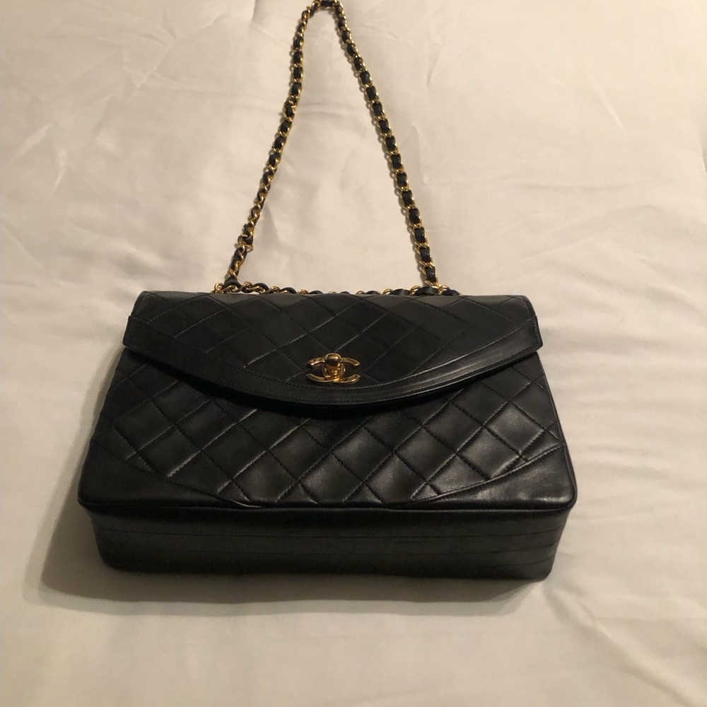 Chanel CC Single Flap Quilted Lambskin Leather Bag